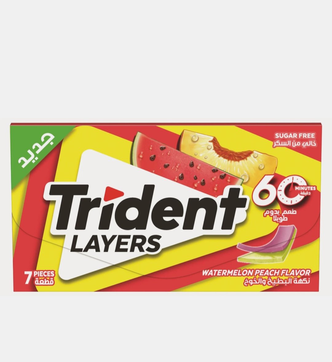 ترايدنت علكة بنكهه الخوخ والبطيخ خالية من السكر 7 قطع 13.5 جم