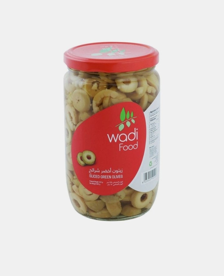 وادي فود زيتون اخضر شرائح 650 جم برطمان